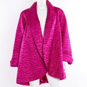 St. Regis “The Room” Pink Quilted Textured Open Front Lounge Jacket Size M | USA